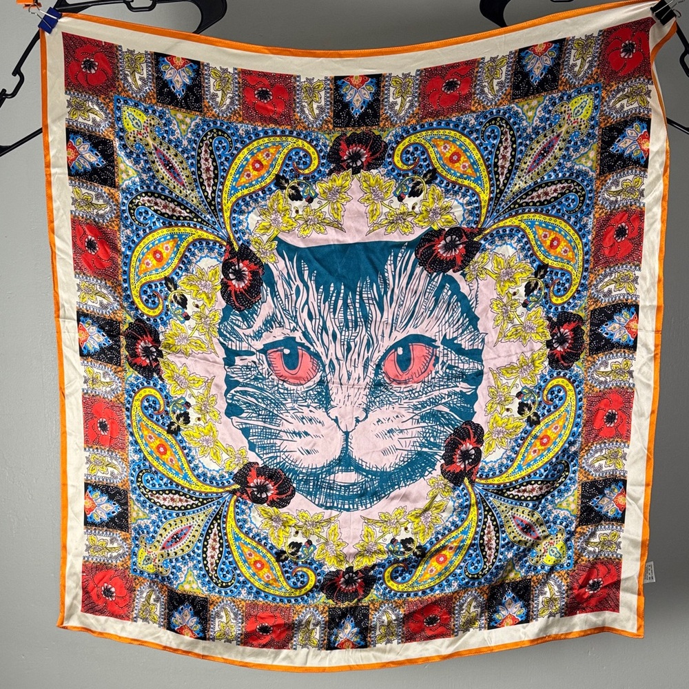 100% Silk Inaini Cat Scarf